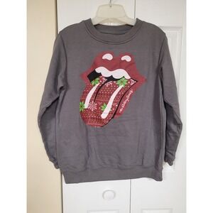 The Rolling Stones Winter  Lips Graphic Crewneck Sweatshirt Women's‎ Sz M